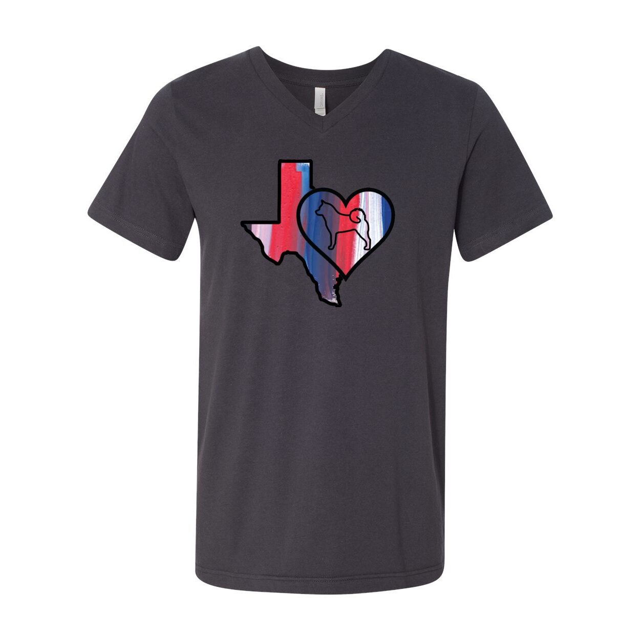 Texas Heart Akita Unisex Short Sleeve V-Neck Jersey Tee
