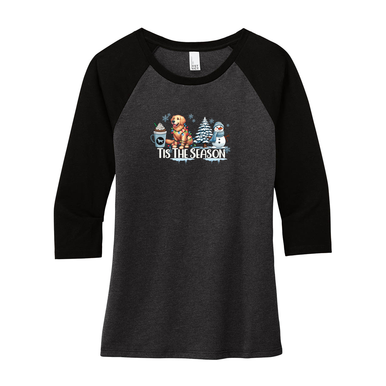 Golden Tis The Season Winter DM136L District ® Women’s Perfect Tri ® 3/4-Sleeve Raglan