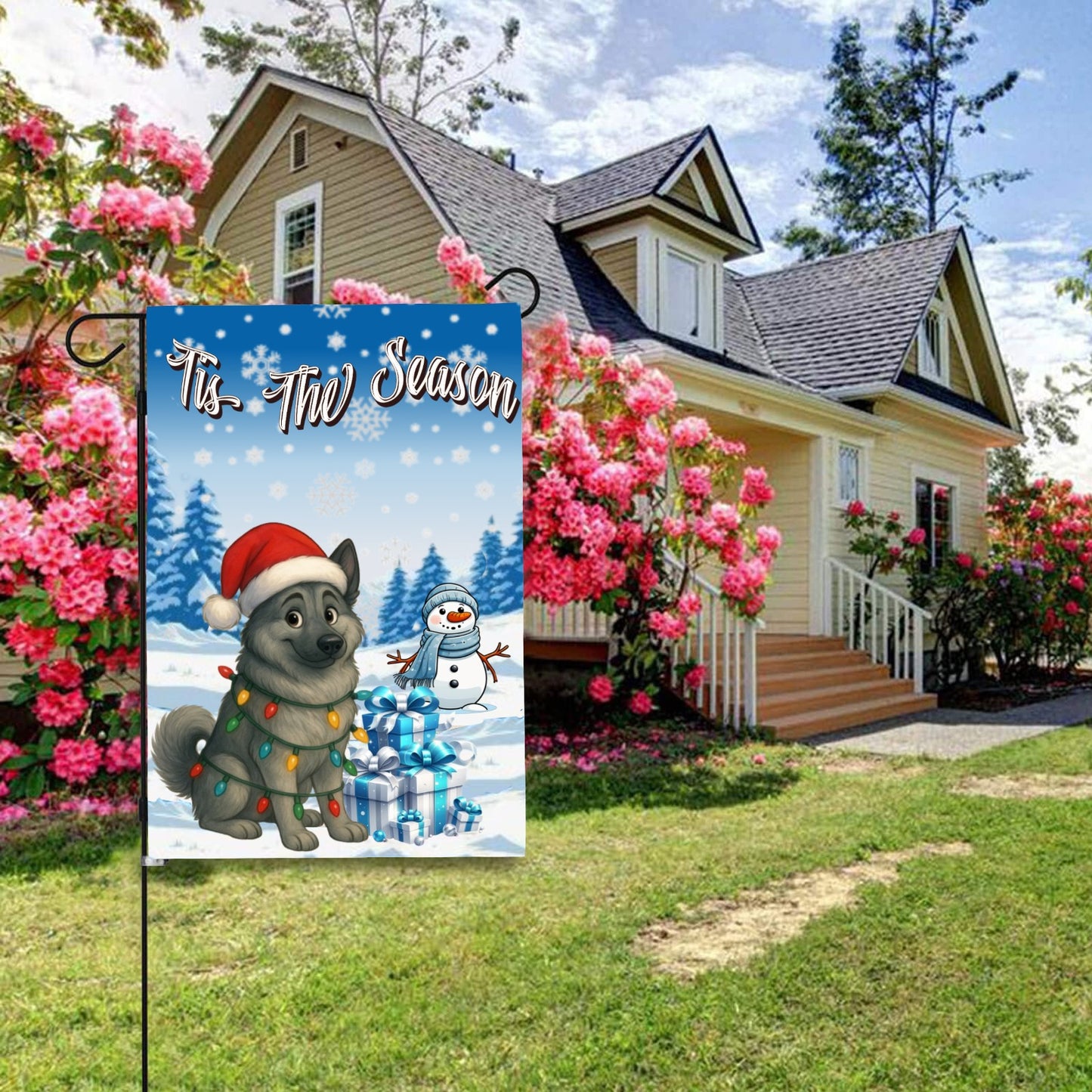 ’Tis The Season winter hound group garden flag 12x18 in yard