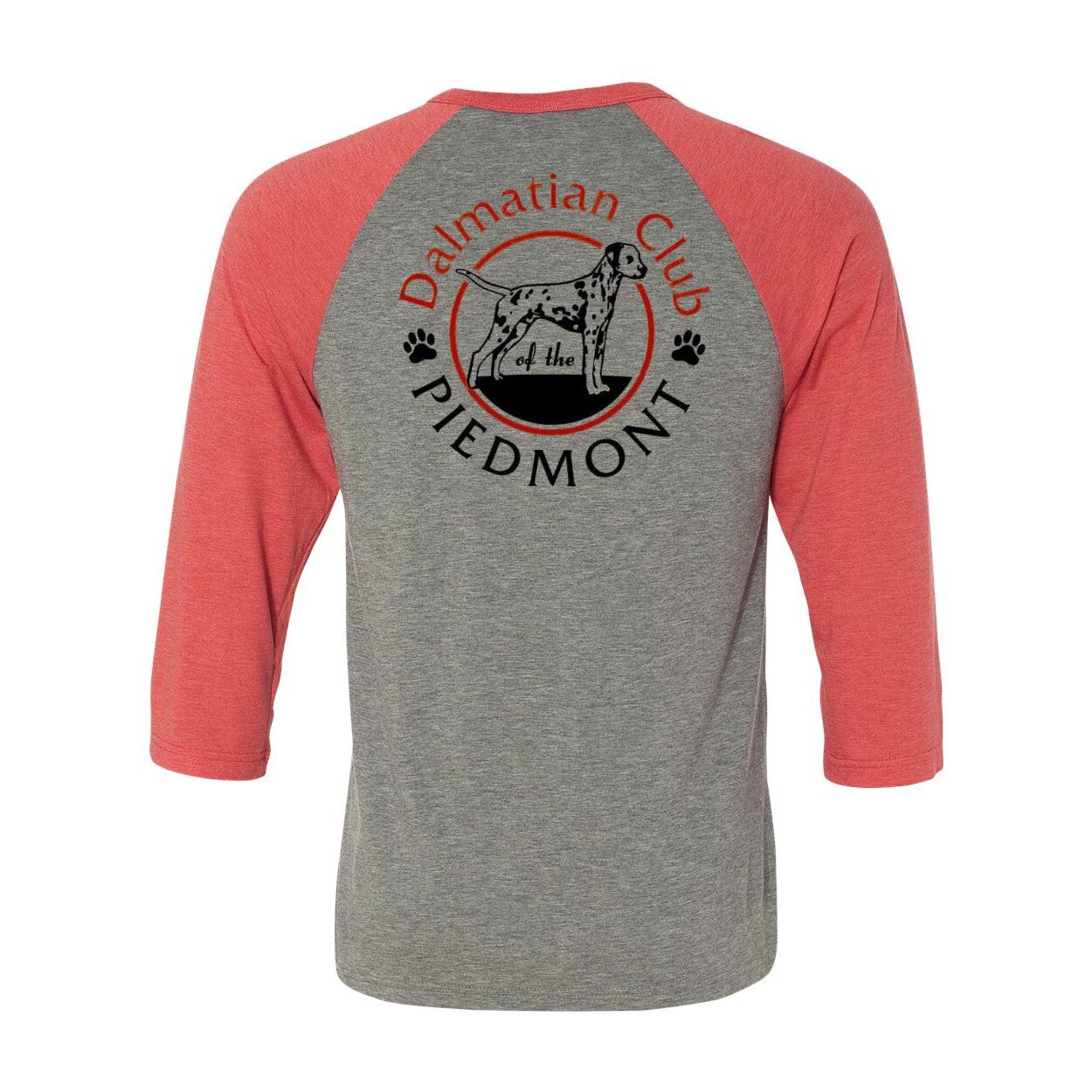 Dal Club Red black Front Back Unisex Three-Quarter Sleeve Baseball T-Shirt