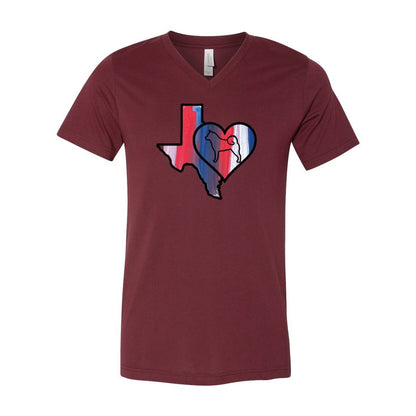 Texas Heart Akita Unisex Short Sleeve V-Neck Jersey Tee