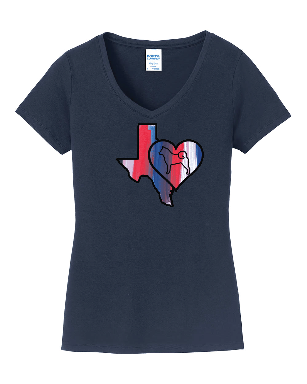 Texas Heart Akita LPC450V Port & Company® Ladies Fan Favorite™ V-Neck Tee