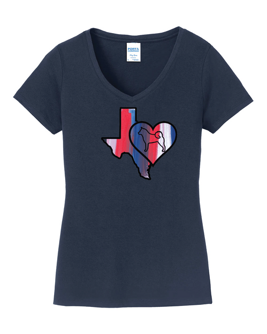 Texas Heart Akita LPC450V Port & Company® Ladies Fan Favorite™ V-Neck Tee
