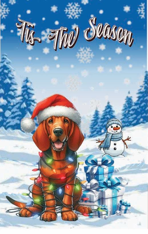 ’Tis The Season winter Redbone Garden flag 12x18 in yard