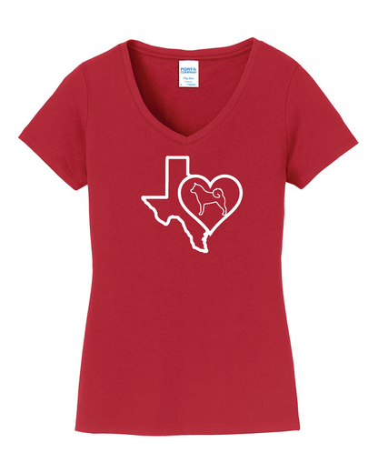 Texas Heart Akita LPC450V Port & Company® Ladies Fan Favorite™ V-Neck Tee