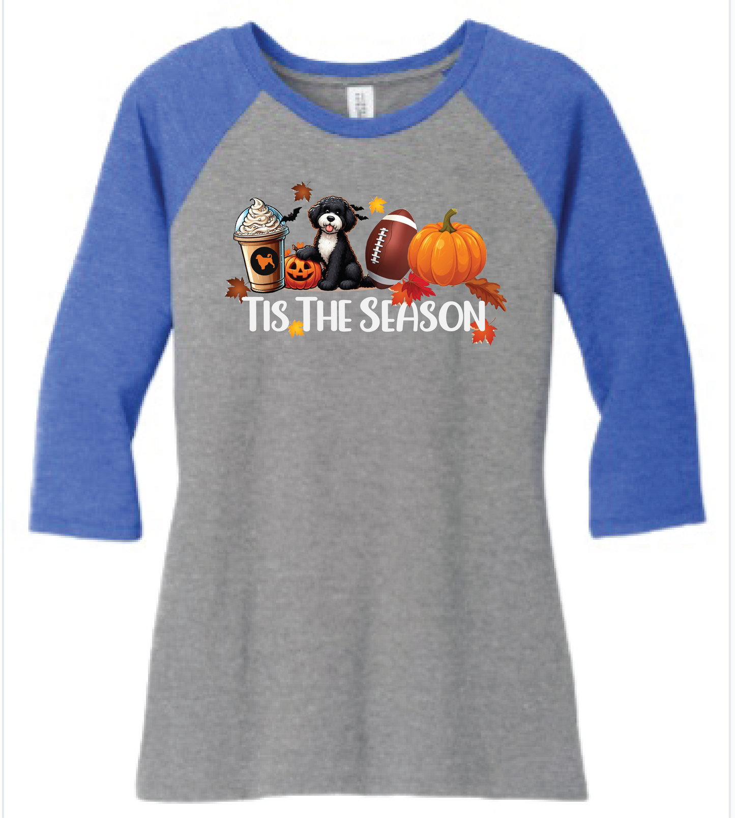 Tis The Season Working Dog Breed 3/4-Sleeve Raglan Front Print Only