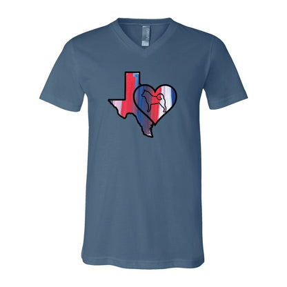 Texas Heart Akita Unisex Short Sleeve V-Neck Jersey Tee
