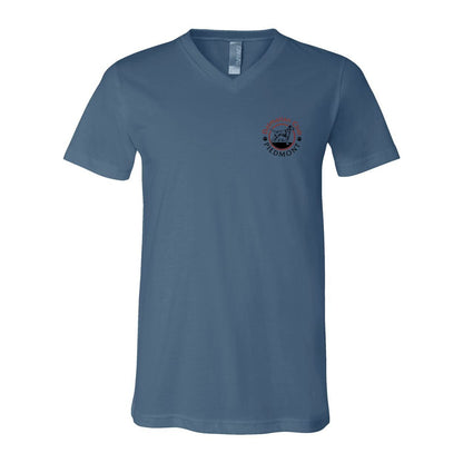 Dalmatian Club Red Black Unisex Short Sleeve V-Neck Jersey Tee