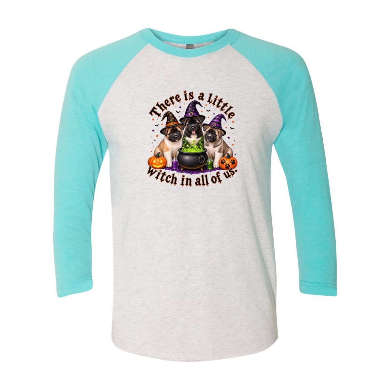 Little Witch in All of US Unisex Tri-Blend Three-Quarter Sleeve Baseball Raglan Tee