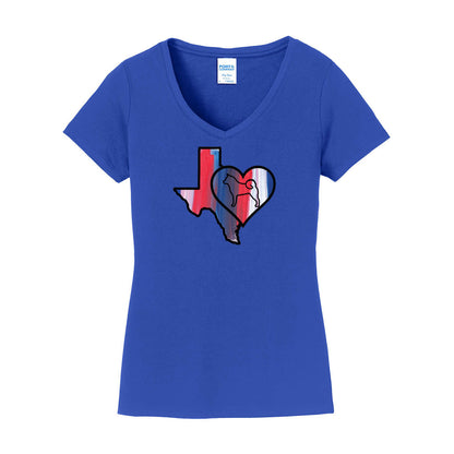 Texas Heart Akita LPC450V Port & Company® Ladies Fan Favorite™ V-Neck Tee