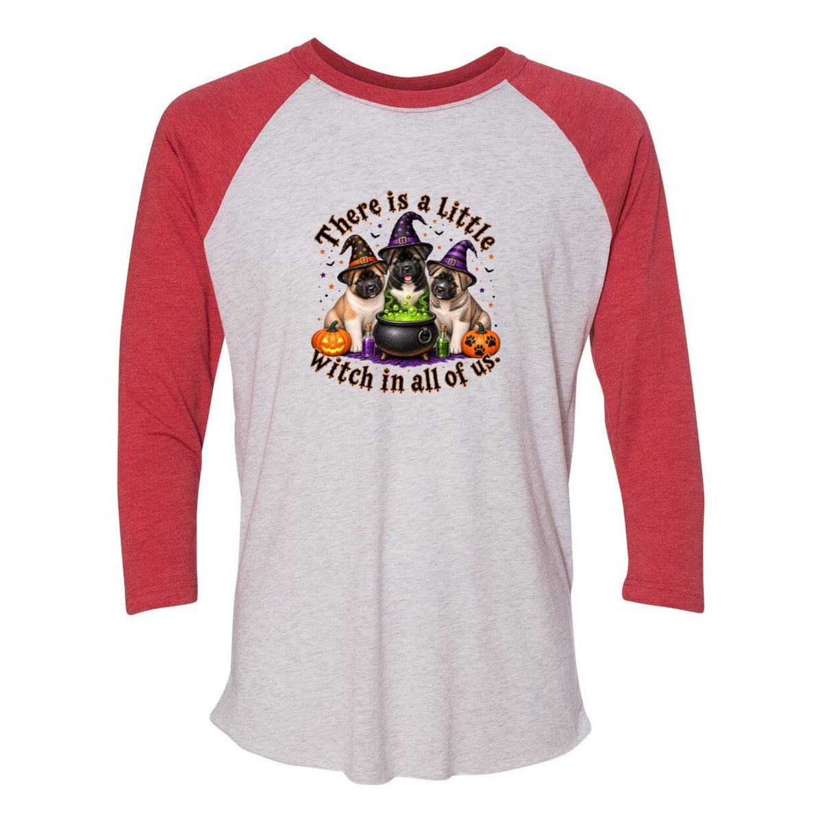 Little Witch in All of US Unisex Tri-Blend Three-Quarter Sleeve Baseball Raglan Tee