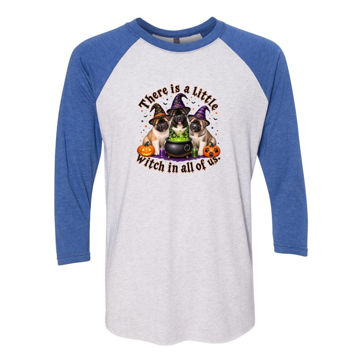 Little Witch in All of US Unisex Tri-Blend Three-Quarter Sleeve Baseball Raglan Tee