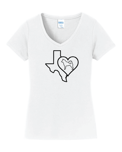 Texas Heart Akita LPC450V Port & Company® Ladies Fan Favorite™ V-Neck Tee