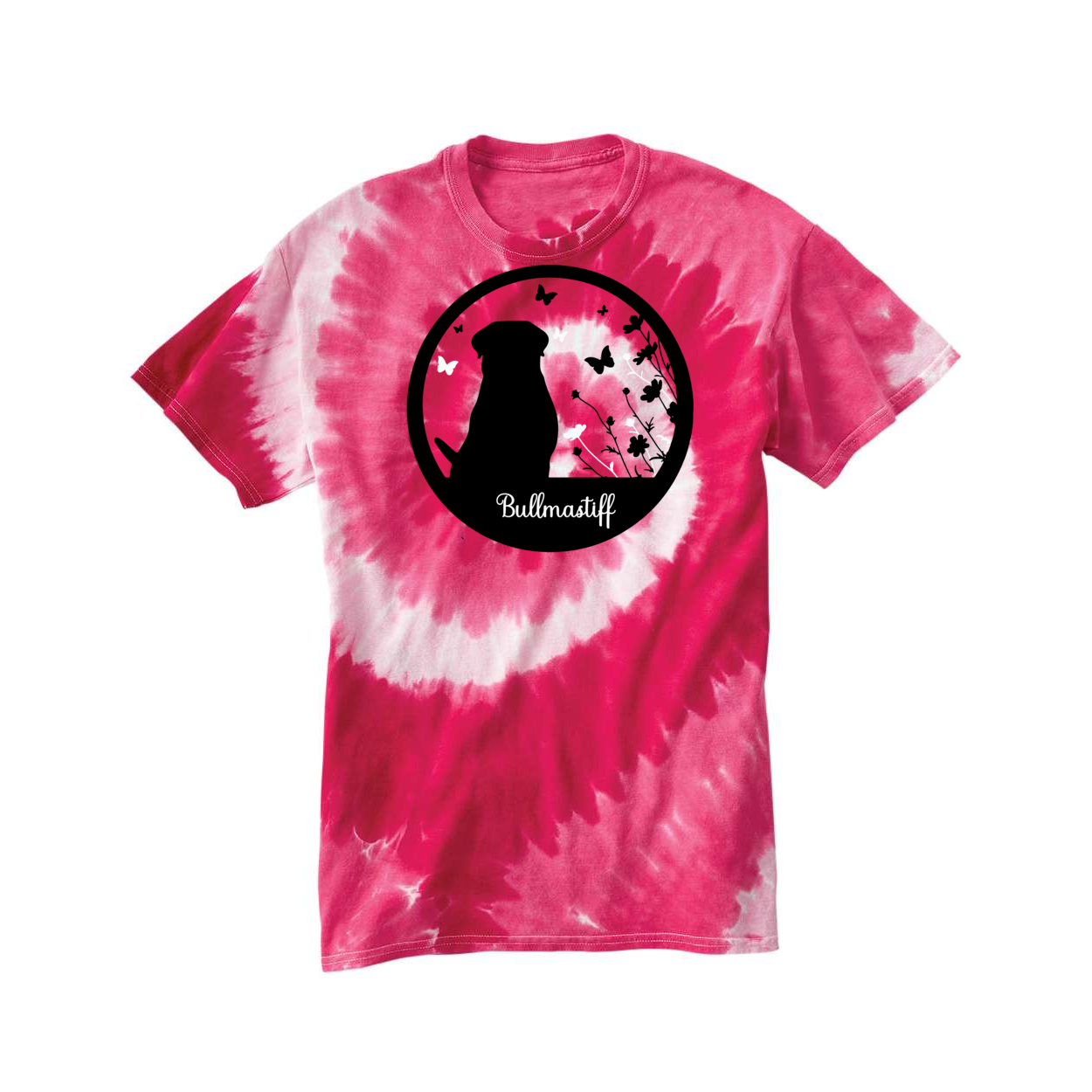 Bullmastiff Flowers Spiral Tie-Dyed T-Shirt