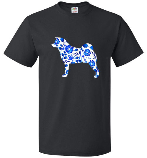 FOL Akita Blue Floral SS Shirt Adult & Youth Sizes - WagALotBowWow
