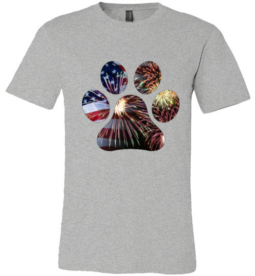 Patriotic Paw Adult Unisex Canvas T-Shirt - WagALotBowWow