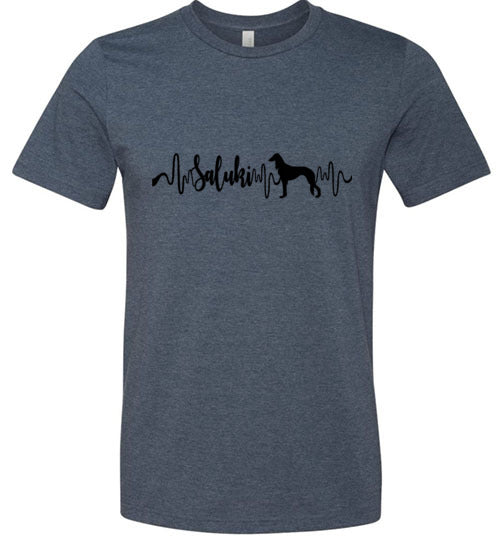 Saluki Heartbeat Unisex Short Sleeve Shirt Black