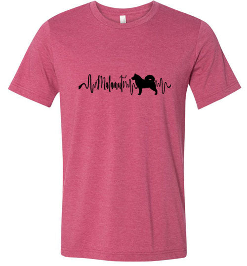 Malamute Heartbeat Unisex Short Sleeve Shirt Black