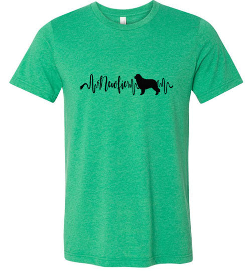 Newfie Heartbeat Unisex Short Sleeve Shirt Black - WagALotBowWow