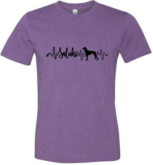 Saluki Heartbeat Unisex Short Sleeve Shirt Black
