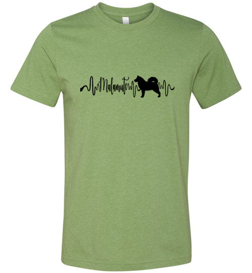 Malamute Heartbeat Unisex Short Sleeve Shirt Black