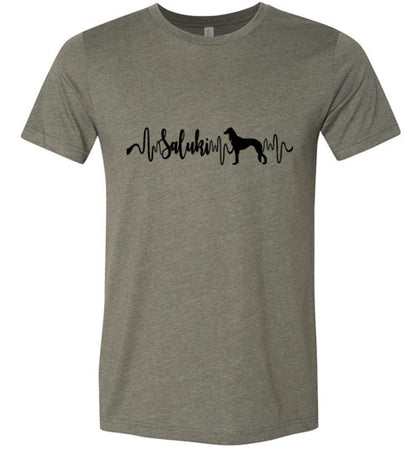 Saluki Heartbeat Unisex Short Sleeve Shirt Black