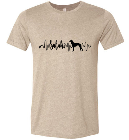 Saluki Heartbeat Unisex Short Sleeve Shirt Black