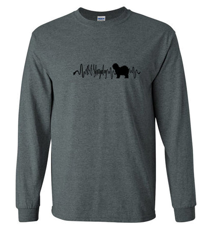 Old English Sheepdog Gildan Unisex Long Sleeve T-Shirt Black - WagALotBowWow