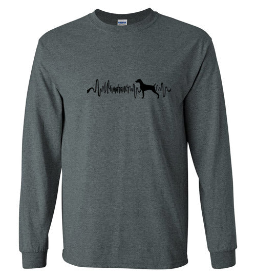 Weimaraner Heartbeat Gildan Unisex Long Sleeve T-Shirt black