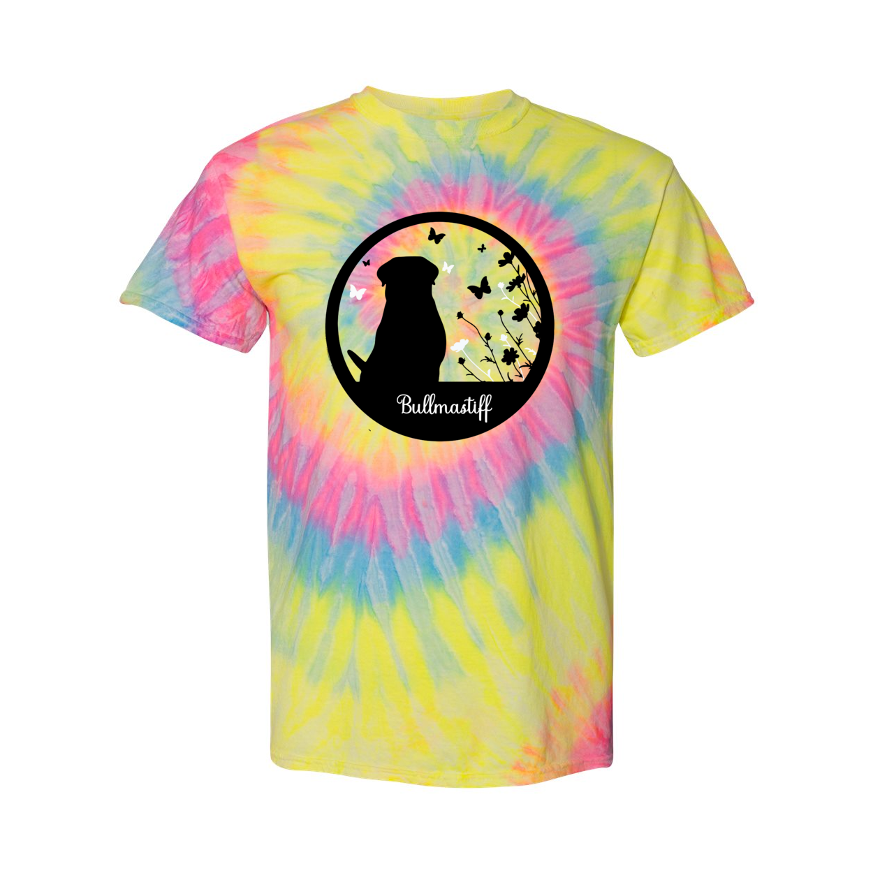 Bullmastiff Flowers Spiral Tie-Dyed T-Shirt