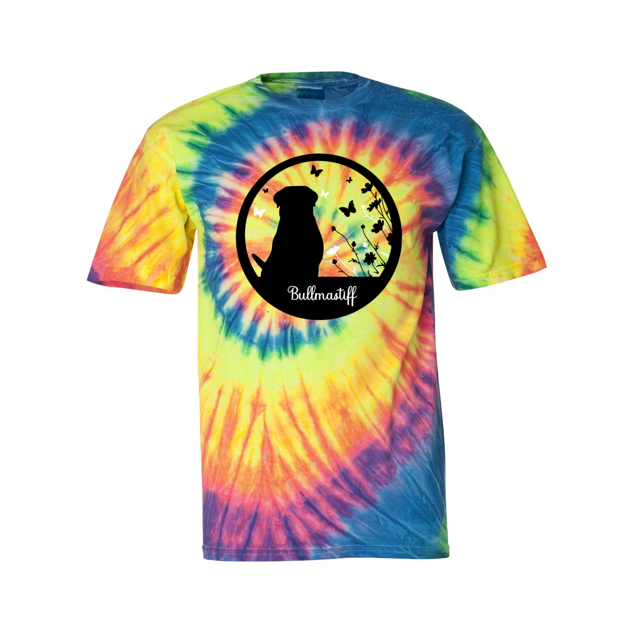 Bullmastiff Flowers Spiral Tie-Dyed T-Shirt