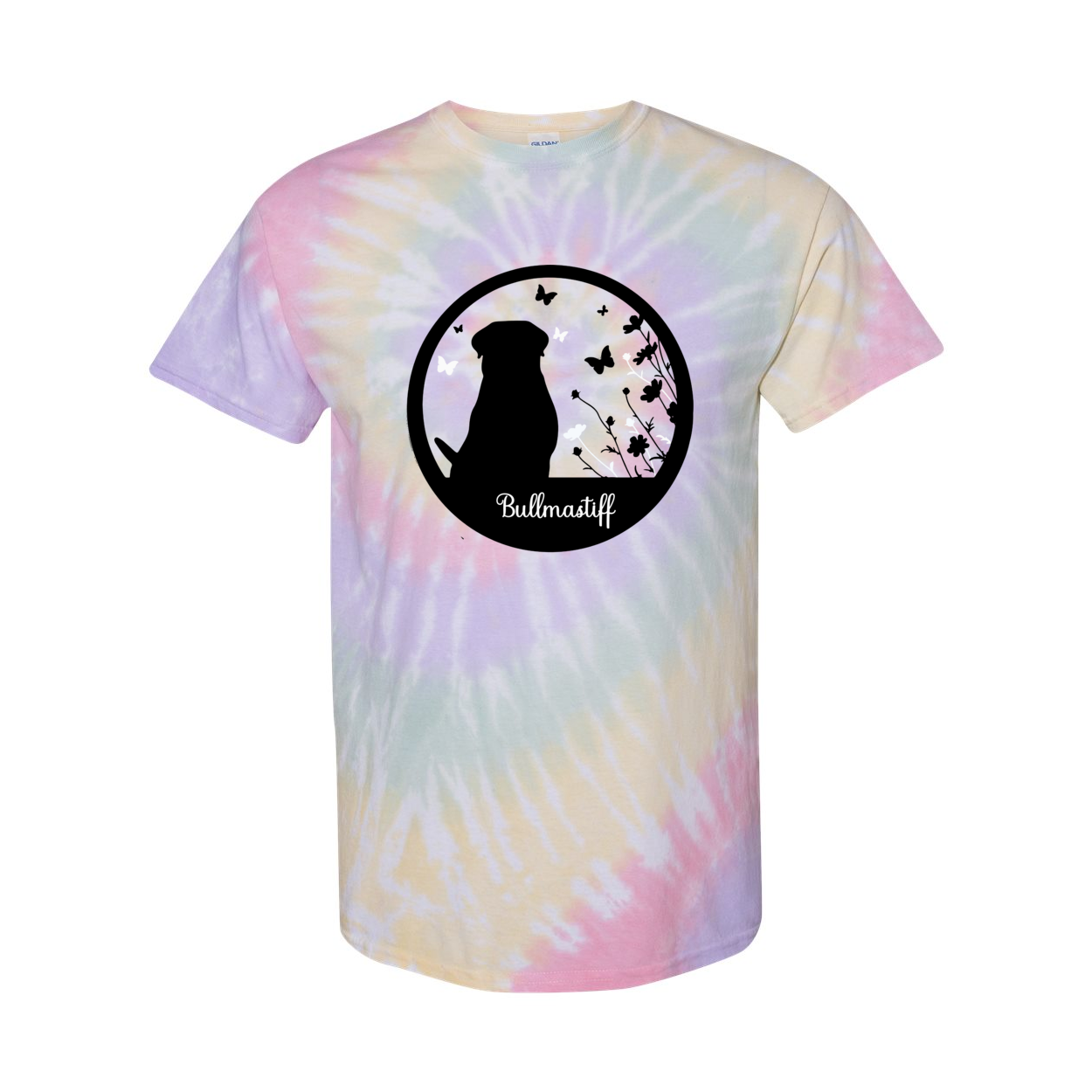 Bullmastiff Flowers Spiral Tie-Dyed T-Shirt