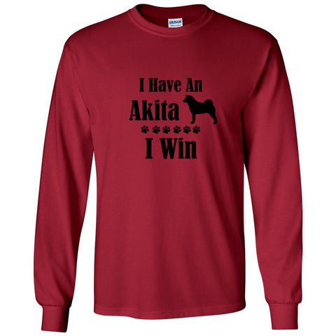 Akita I Win Unisex Gildan Ultra Cotton Long Sleeve T-Shirt