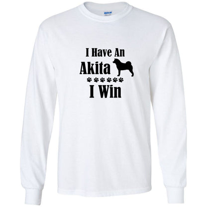 Akita I Win Unisex Gildan Ultra Cotton Long Sleeve T-Shirt