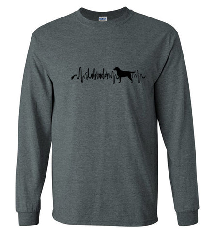 Labrador Heartbeat Gildan Unisex Long Sleeve T-Shirt Black