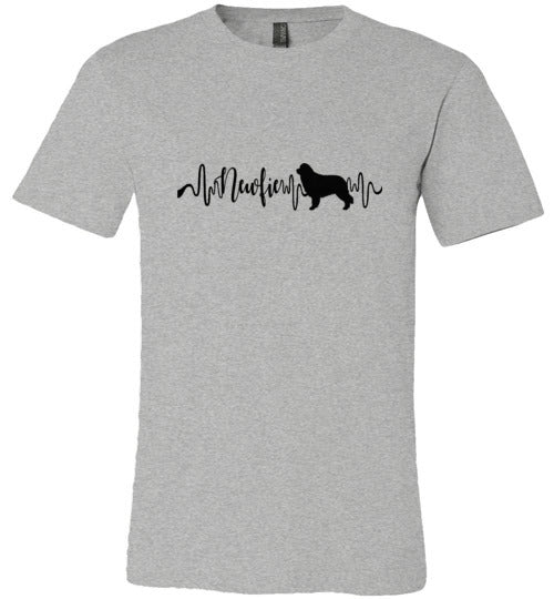 Newfie Heartbeat Unisex Short Sleeve Shirt Black