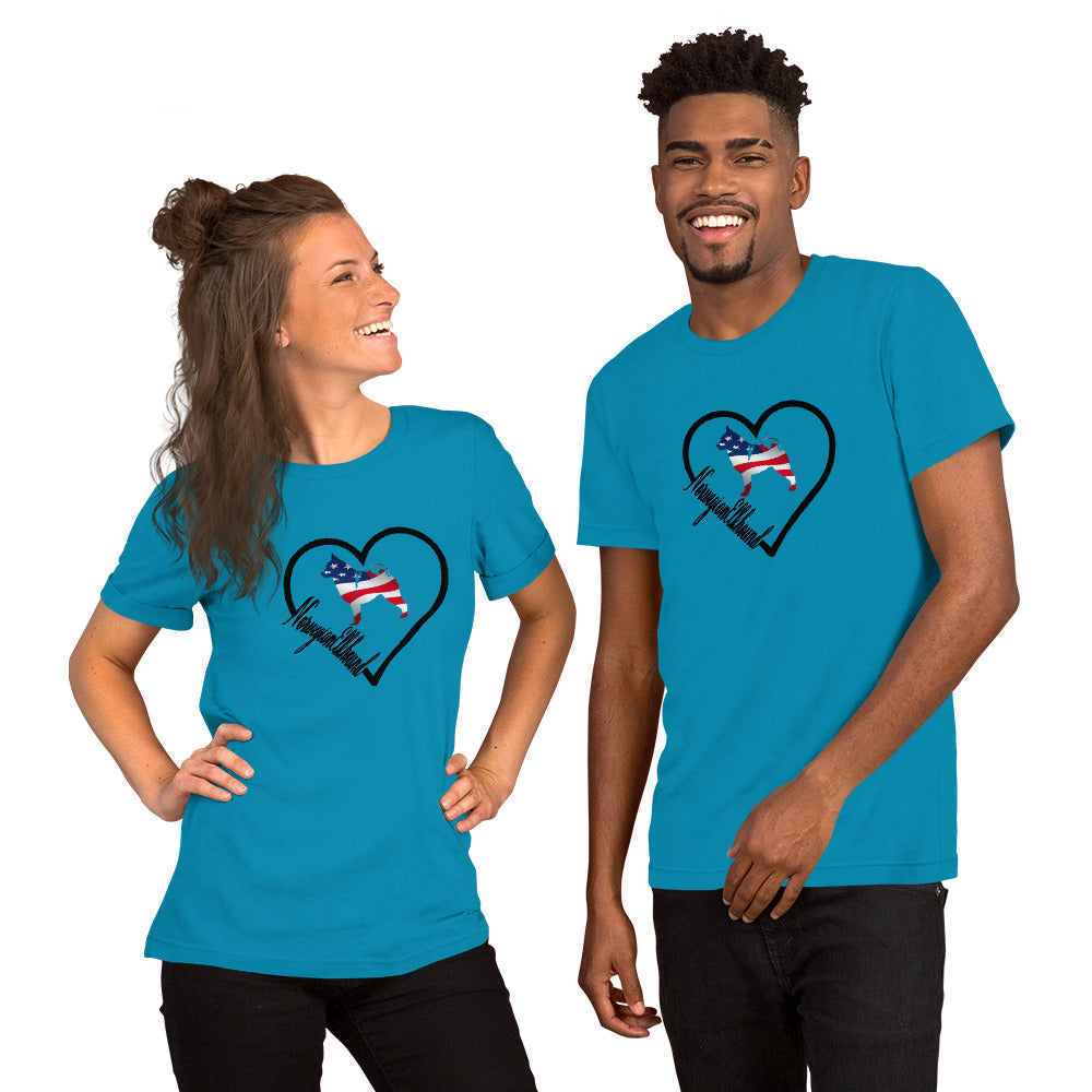 Norwegian Elkhound Heart USA Short-Sleeve Unisex T-Shirt