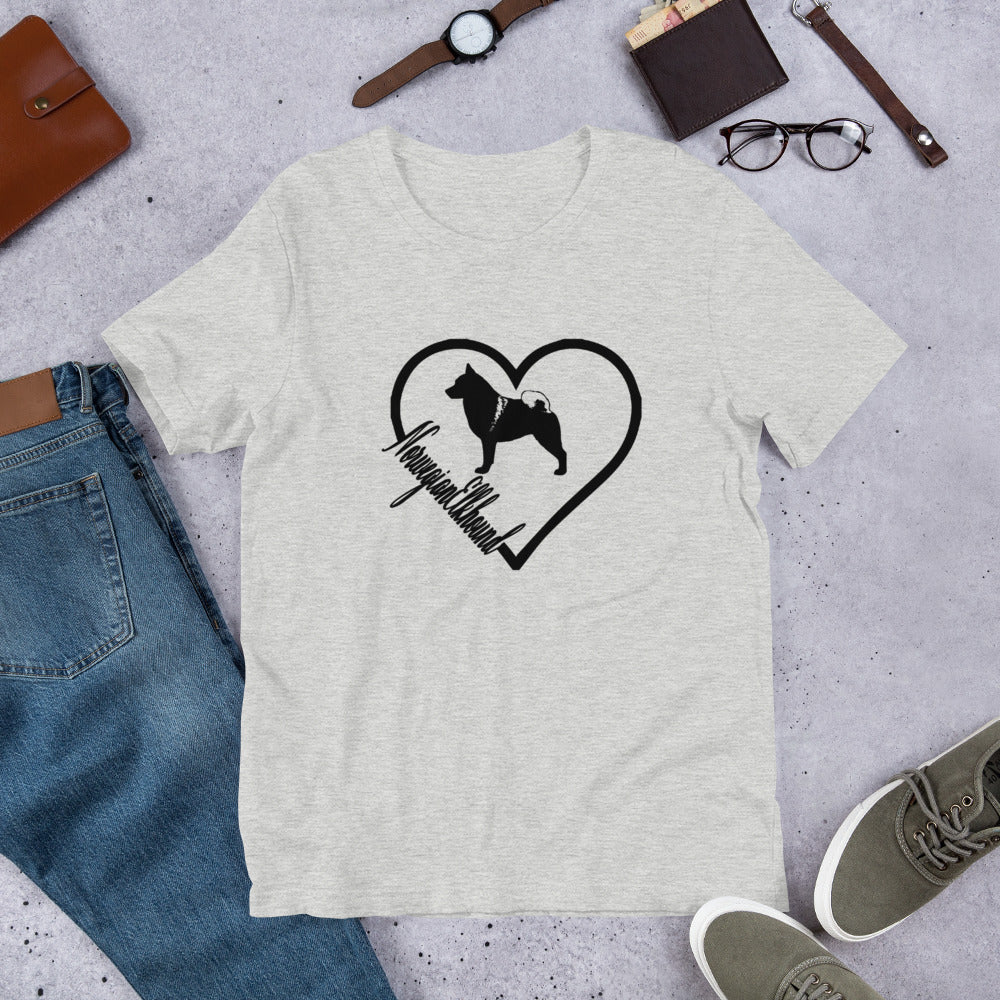 Norwegian Elkhound Heart Short-Sleeve Unisex T-Shirt