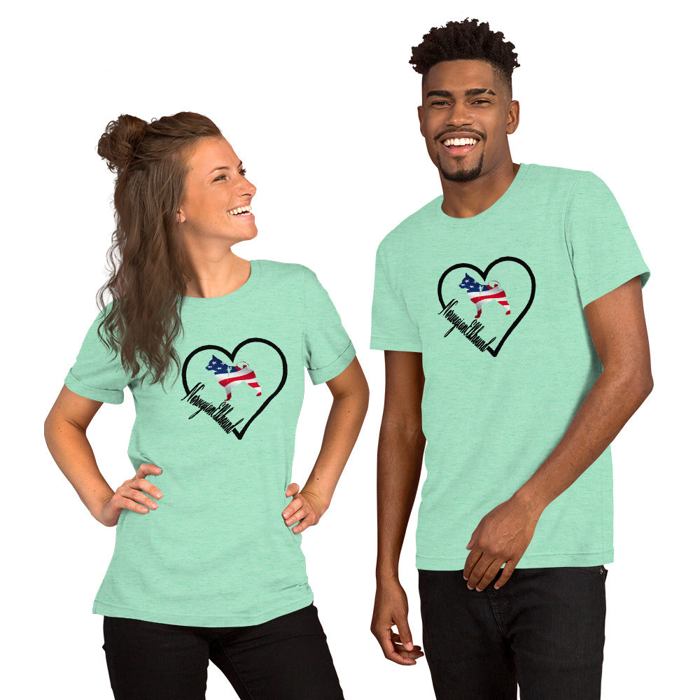 Norwegian Elkhound Heart USA Short-Sleeve Unisex T-Shirt