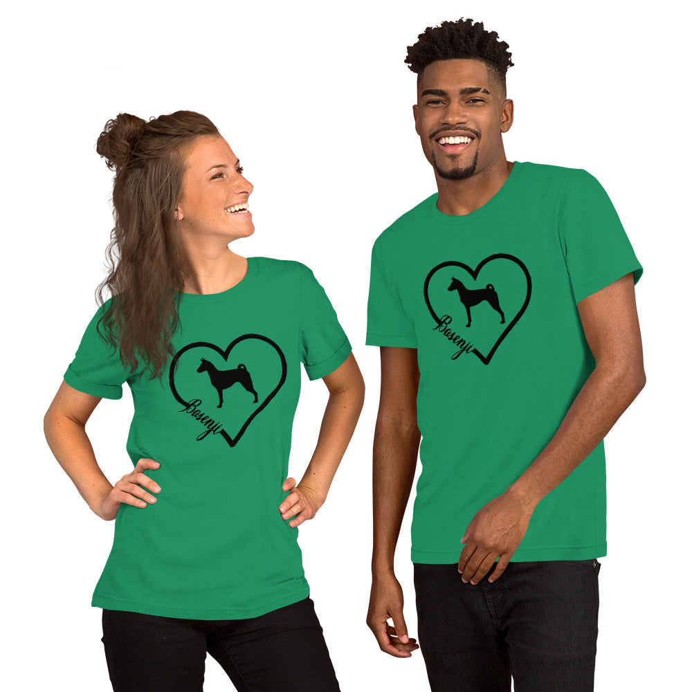 Basenji Heart Silhouette Short-Sleeve Unisex T-Shirt