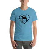 Heart Akita Cursive Font Short-Sleeve Unisex T-Shirt