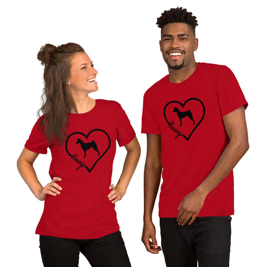 Basenji Heart Silhouette Short-Sleeve Unisex T-Shirt