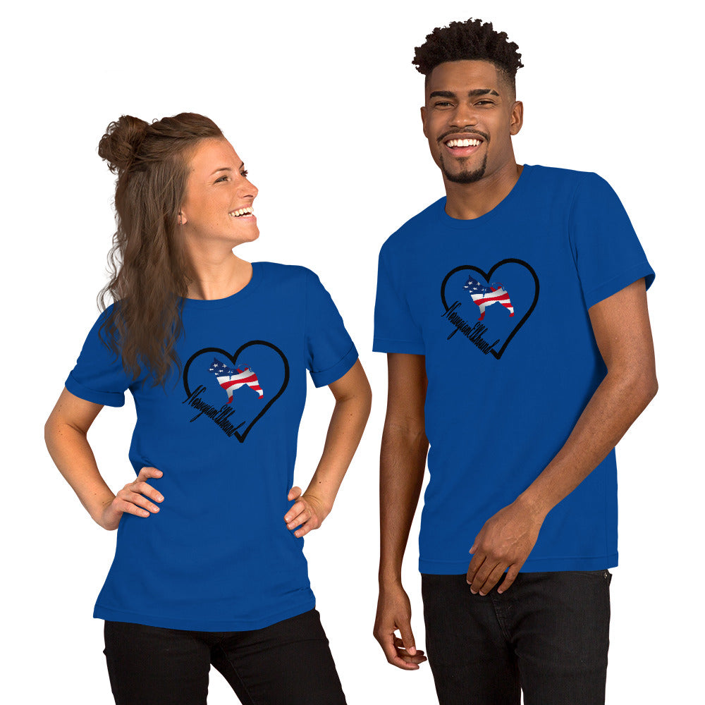 Norwegian Elkhound Heart USA Short-Sleeve Unisex T-Shirt