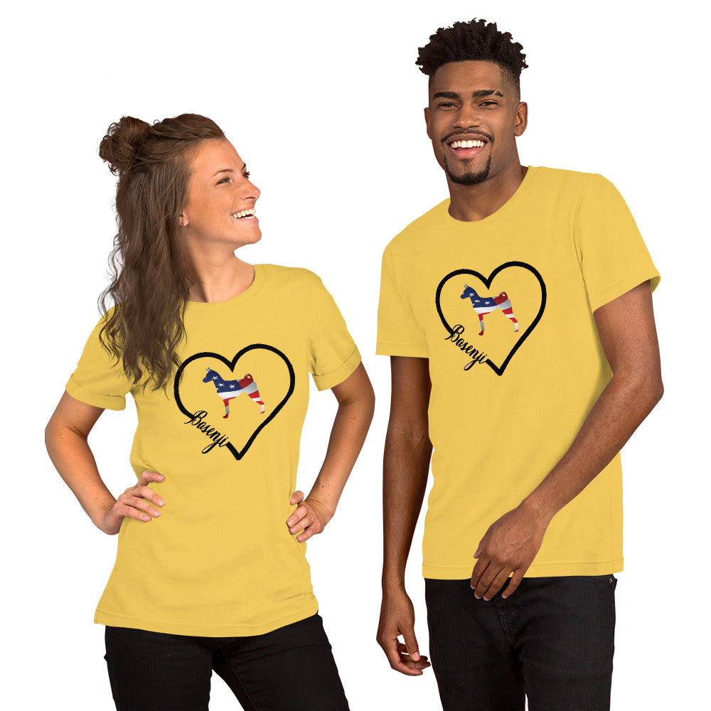 Basenji Heart USA Short-Sleeve Unisex T-Shirt