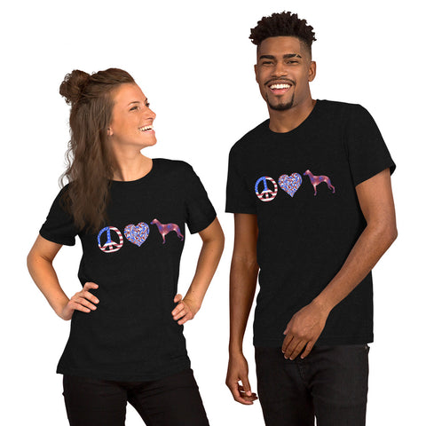 Peace Love Whippet Unisex t-shirt