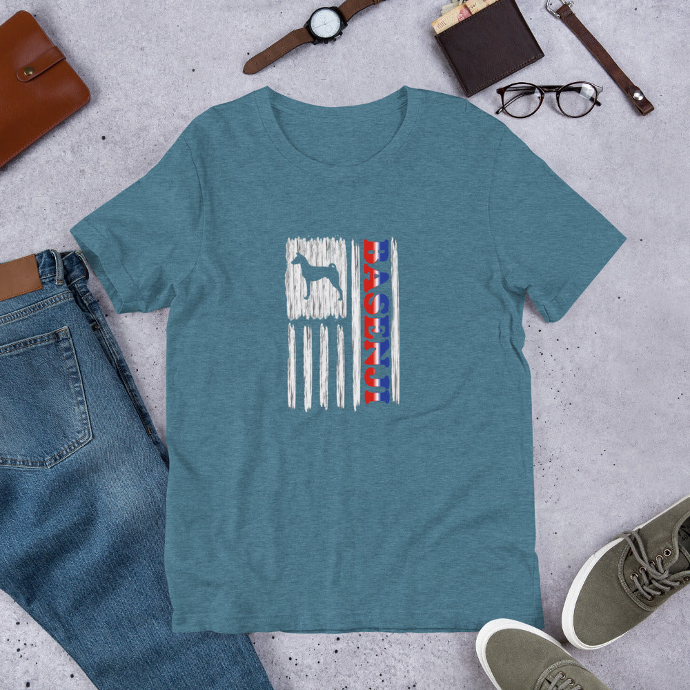 Basenji Vertical Flag RWB Short-sleeve unisex t-shirt