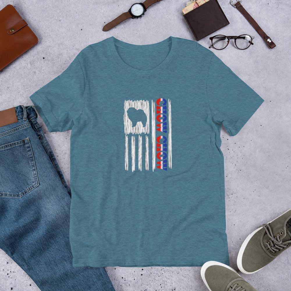 Chow Chow Vertical Flag RWB Short-sleeve unisex t-shirt