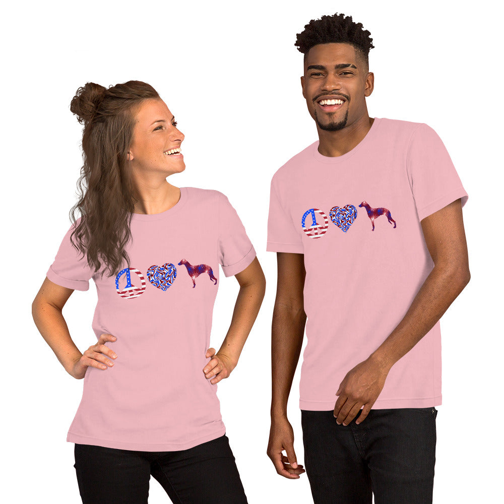 Peace Love Whippet Unisex t-shirt