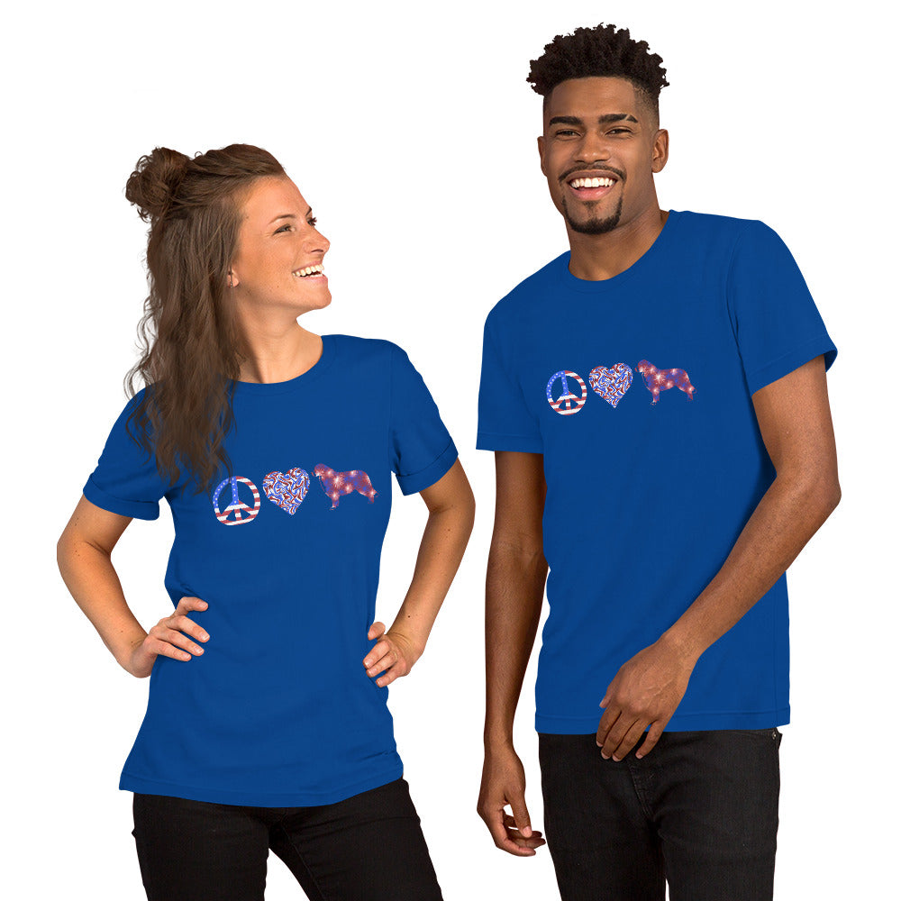 Peace Love Bernese Mtn Dog Short-sleeve unisex t-shirt