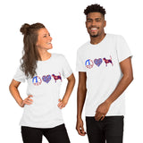 Peace Love Bloodhound Unisex t-shirt